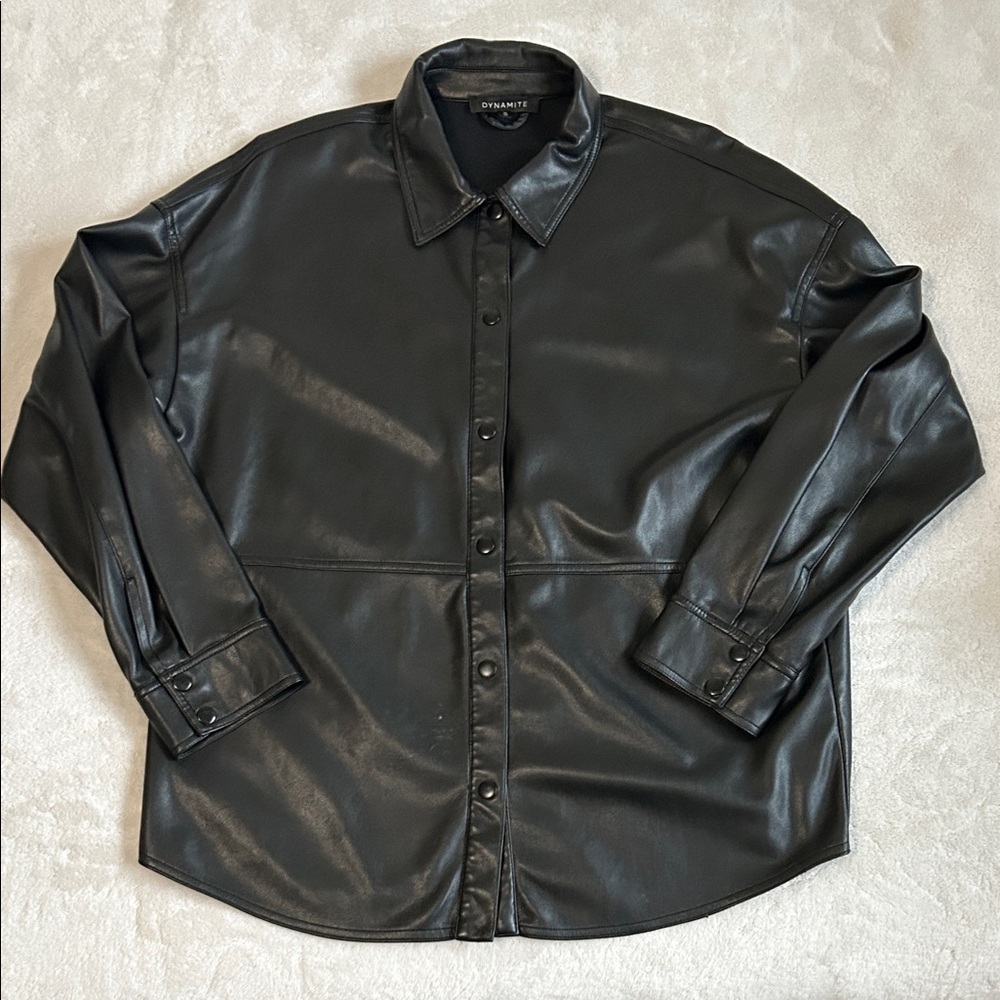 Dynamite Black Faux Leather Shirt